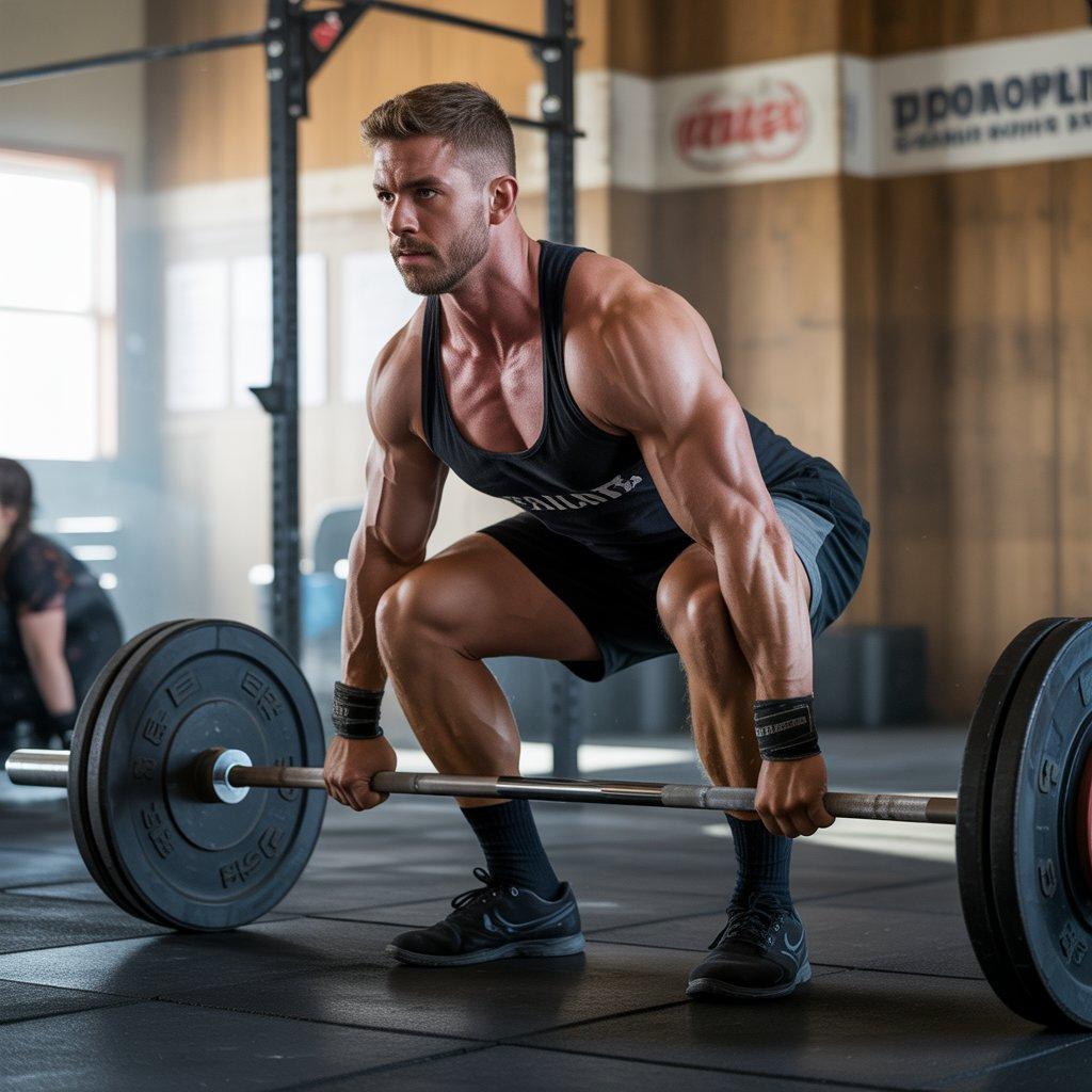 A focused weightlifter preparing for a heavy back squat after using One Rep Max Calculator