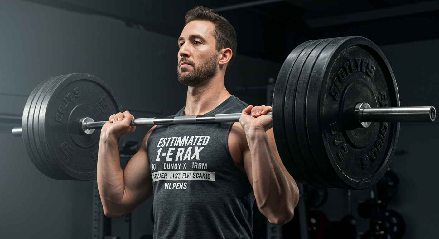 A person performing a heavy deadlift with good form, demonstrating a workout based on their calculated one-rep max.